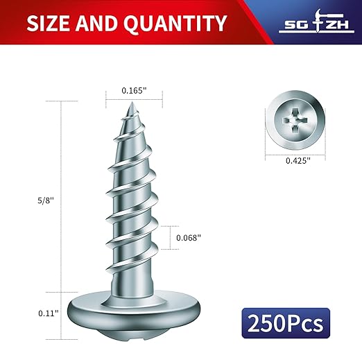 #8 x 5/8" Wood Screw 250Pcs Alloy Steel Standard Thread Truss Head Fast Self Tapping by SG TZH