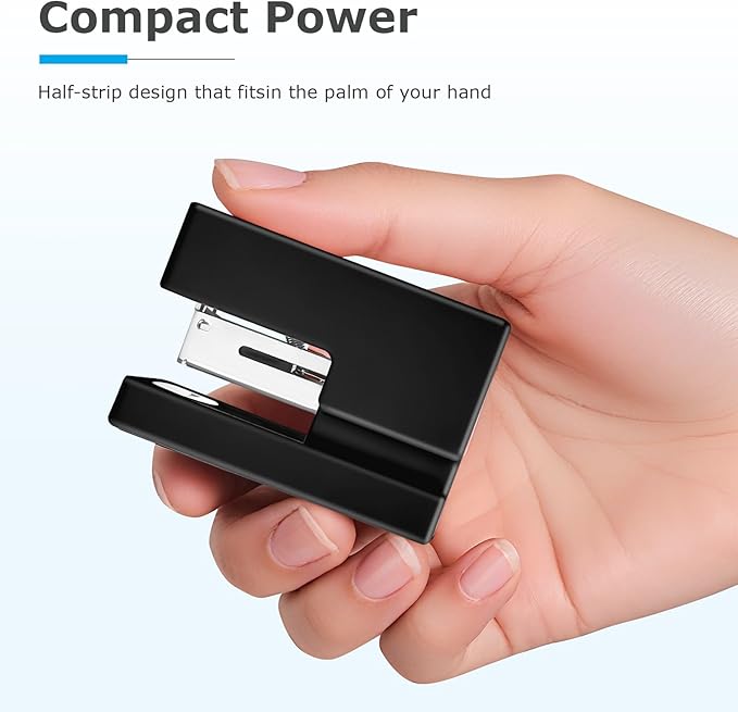 Mini Stapler - Small Cute Desk Staplers - 25 Sheet Capacity with 830 Staples and Staple Remover, Desktop Stapler for Office, School, Home, Black