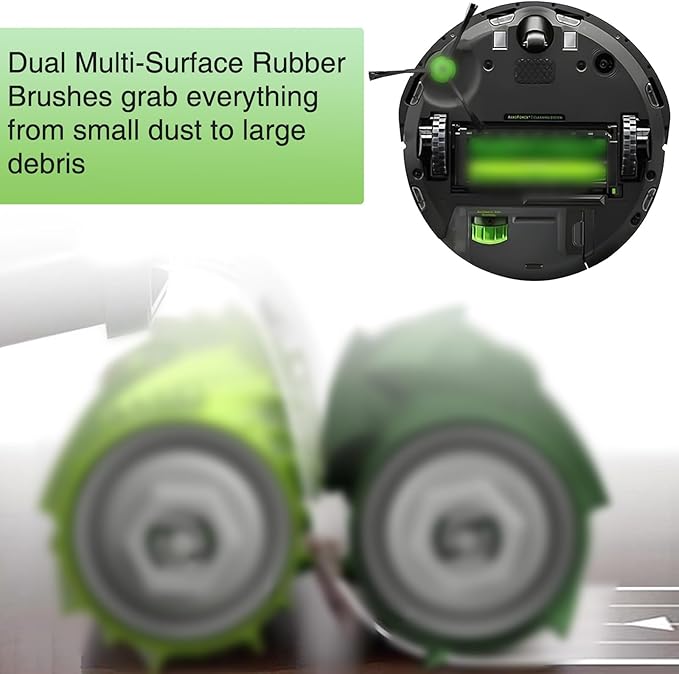 Replacement Parts for iRobot E, I & J Series, Combo i5, j5 Robot Vacuum Accessories Kit Include: 2 Set of Multi-Surface Rubber Brushes + 8 HEPA Filters + 8 Edge-Sweeping Brushes