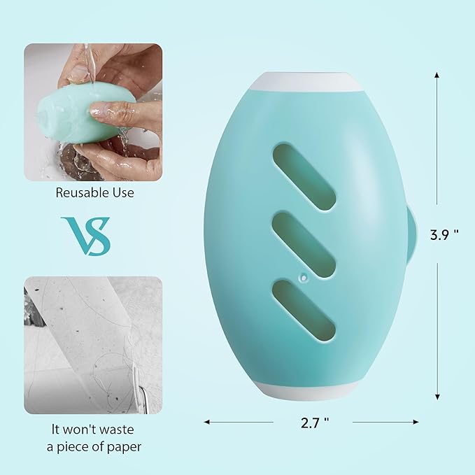 Washable Reusable Gel Lint Roller for Pet Hair，Portable Mini Dog Cat Pet Hair Remover for Clothes，Laundries ，Dust Fuzz Fur -Sticky Cleaner- Small Travel Animal Fur Removal Tool (Cyan)