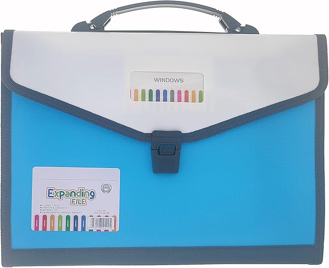 Expanding Accordion File Folder with Labels, 13 Pocket Document Organizer, Letter A4 Size, 1 Pack