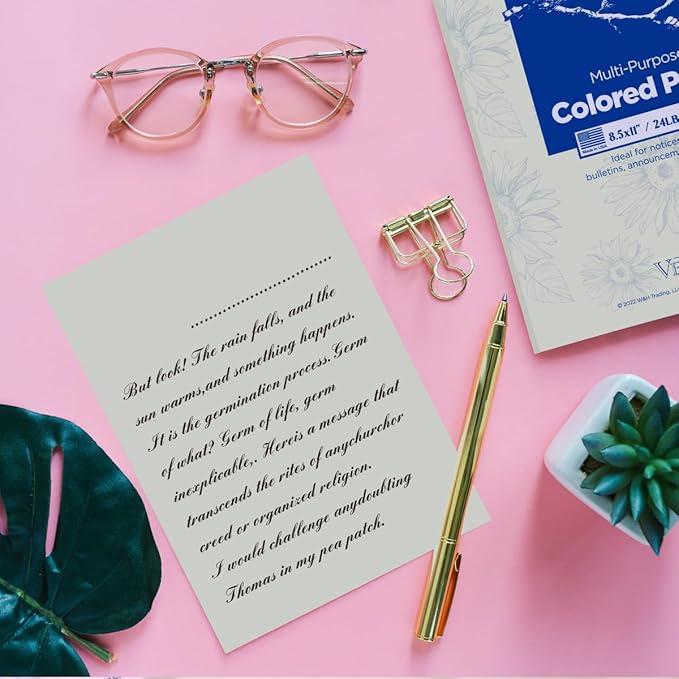 Veritas Colored Copy Paper, Gray Multi-Purpose paper,Colored Printer Paper 8.5” x 11”, 20 lb / 75 GSM,Grey,200 Sheets，Made in USA