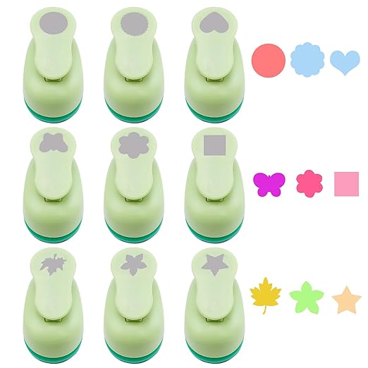 UCEC Craft Hole Punch, 9 Pcs 5/8 Inch Paper Punches for Crafting Hole Punch Shapes Hole Puncher for Crafts, Different Shape Crafting Designs for Crafting & DIY Projects