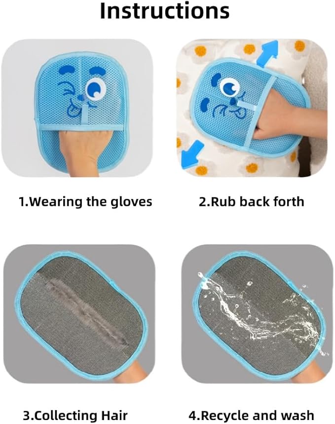 Sibkuy 2025 Thickened Electrostatic Pet Hair Removal Gloves for Dogs & Cats，Reusable & Washable Cat Hair Removal Glove, Pet Hair Remover Tool for Furniture Clothing, Couch, Carpet, Car Seat, Bed