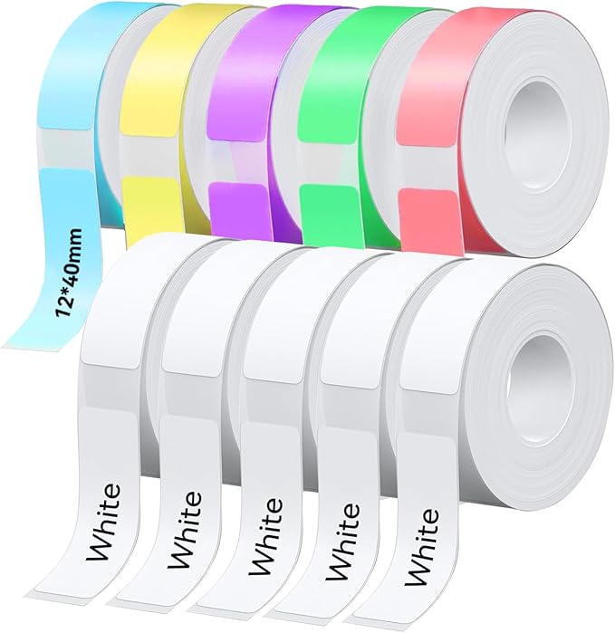EEBBL D30 P21 Label Maker Tape Refill 12mm×40mm(0.47"x1.57") Sticker, Laminated Thermal Label Tape Replacement, 1650 Labels/10Rolls, High Definition Labeling Tape for Home Office School Hotel