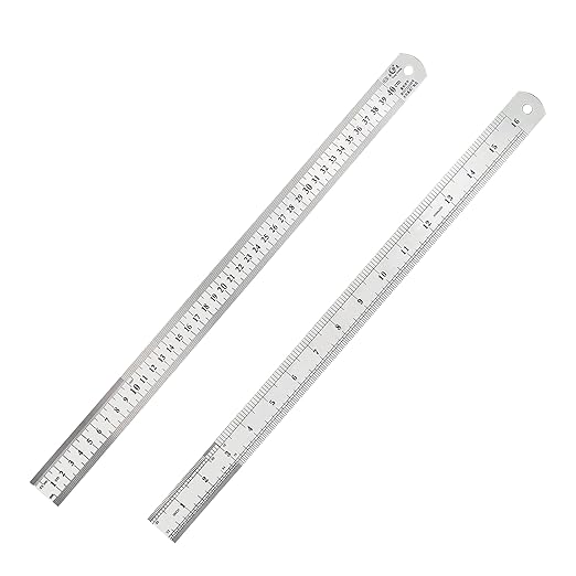 16 Inch Stainless Steel Ruler, Metal Straight Edge Ruler with Metric and Imperial Scales for School, Office, Workshop, 2-Pack