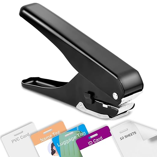 Heavy-Duty Slot Punch, Handheld Badge Hole Puncher, All Metal ID Card Puncher, Slotting Punch Tool for Paper (Max 10 Sheets), PVC ID Card, Luggage Tag, Name Tag and Badge Holder