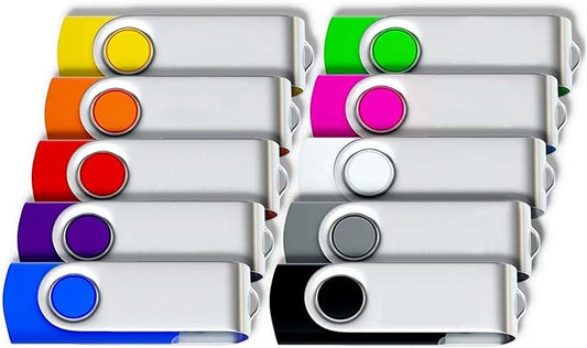 32GB Swivel USB Flash Drive 10Pack USB Drive 32GB Pack of 10 USB Memory Stick Bulk - Portable Thumb Drive 10 Pack for Data Storage and File Sharing in Home & Office