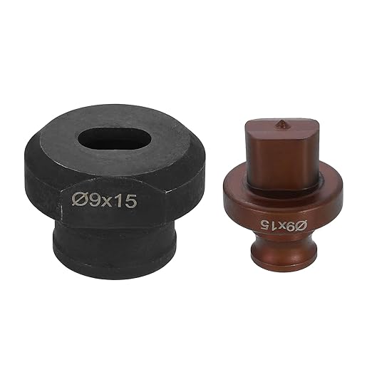 HARFINGTON Hydraulic Hole Punch Die 9x15mm Oval Hole 40Cr Steel Electric Punching Kit for MHP-20 JP-20 Electric Punching Machine, Burgundy & Black