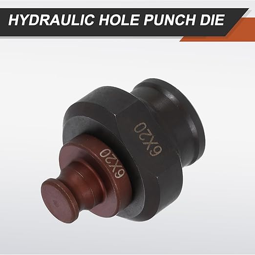 HARFINGTON Hydraulic Hole Punch Die 6x20mm Oval Hole 40Cr Steel Electric Punching Kit for MHP-20 JP-20 Electric Punching Machine, Burgundy & Black