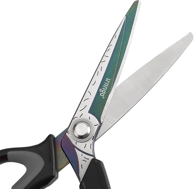 LIVINGO Heavy Duty Industrial Scissors: 10" Utility Stainless Steel Sharp Scissors all Purpose Premium Titanium Coating Forged Shop Shears for Household Pruning, Gardening, Construction, Black & Grey