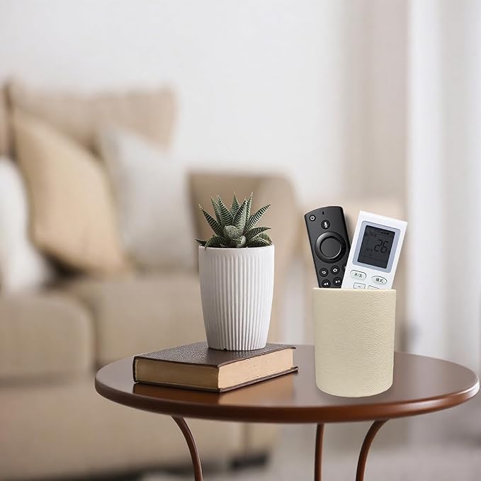 Pen Pencil Holder Cup Container PU Leather Desk Organizer Stand Decor Brush Scissor Holder Decoration Office Desk Home School