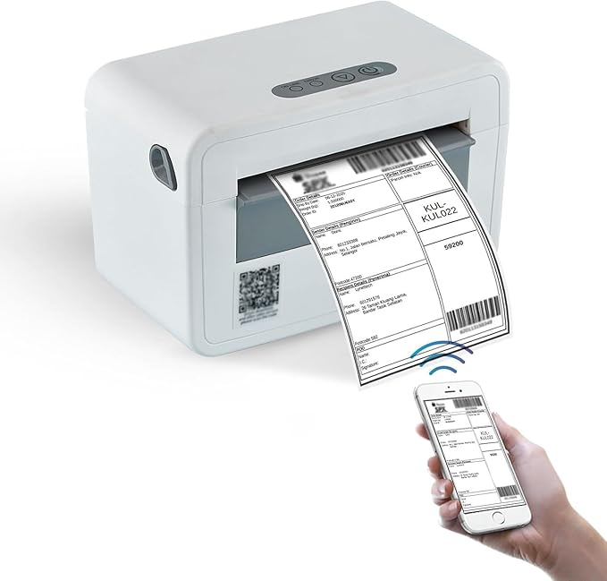 4x6 Shipping Label Printer - 203 DPI Thermal Label Printer for Small Business with Bluetooth/USB, Portable Thermal Printer for Warehouse, Home Office & Shipping Labels