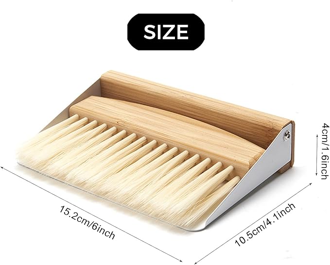 1 Set of mini Desktop Cleaning Broom and Dustpan Set, high-end Iron Sheet, Oak Wood, Sword Hemp Portable Desktop Cleaning Products, Suitable for Home Offices
