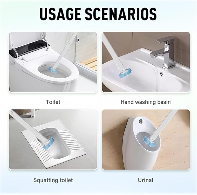 Disposable Toilet Cleaning System: Toilet Brush & Holder Kit with 18PCS Pre-Soaked Cleaner Wall-Mount Scrubbing Toilet Brush Bathroom Cleaning Kit (36-Pack Mixed Brush Heads)