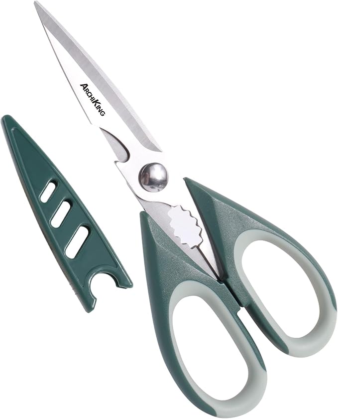 Kitchen Shears Scissors Food Scissors, 3-in-1 Multifunction Japanese Stainless Steel Meat Shears, Dishwasher Safe Sharp Shear All Purpose with Comfort Grip, Ideal for Everyday Use-Black