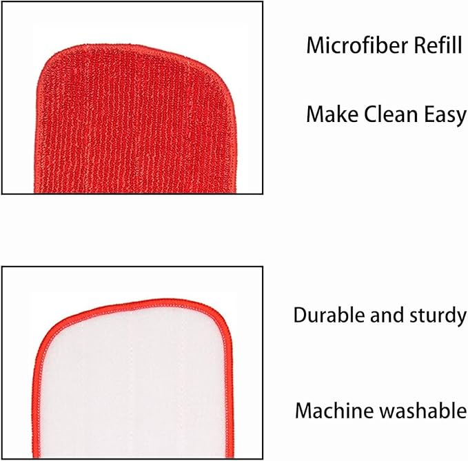 Rinakou 2 Pack Microfiber Reusable Replacement Mop Refill Mop Pads Compatile with OXO Good Grips Spray Mop,Dry ＆ Wet Mopping Cloth Refills for Floor Cleaning (Mop is Not Included) (2 Pack), Red
