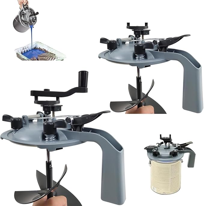 2 PCS 4L Mixing Mate Paint Lid with Paint Pouring Spout and Mixing Blade, 1 Gallon Universal Paint Shaker, for Stirring, Storing and Pouring, with Hand Crank