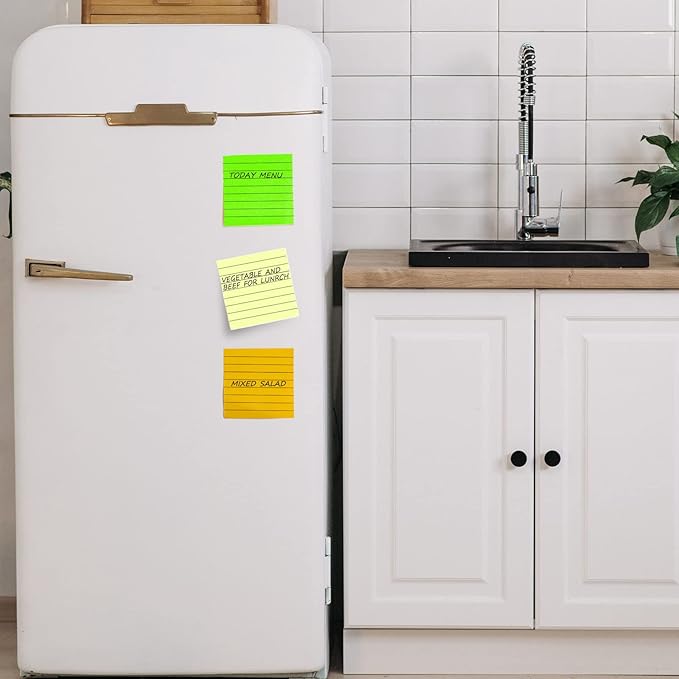 48 Pack 3840 Sheets Lined Sticky Notes 3X3 in Ruled Self Sticky Note Pads 80 Sheets/pad Colorful Sticky Notes with Lines Post Notes for Office, Home, School, Meeting