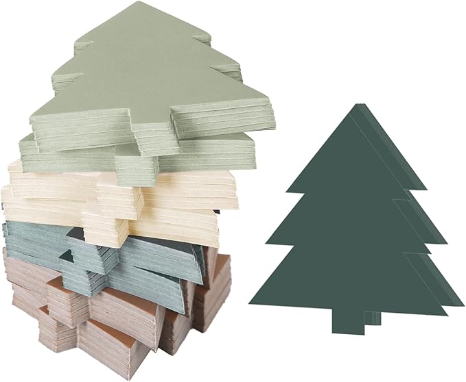 1200Pcs Christmas Sticky Notes Green Brown Xmas Tree Shaped Self Adhesive Notepads Removable Memo Pads for Home Office Classroom Supplies