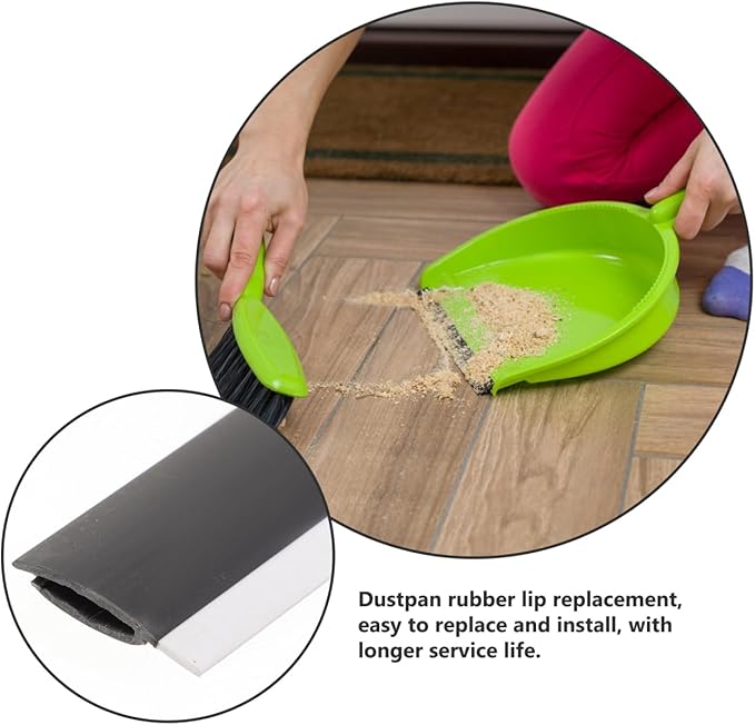 Angoily 4pcs Rubber Strip Replacement for Dustpan Dust Pan Edge Refill Inlet Pressing Strips, Dustpan Lip Replacement, Silicone Garbage Shovel Edge Protectors Rubber Lip Edge