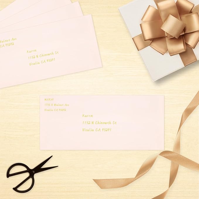 50 Pack #10 Blush Pink Business Envelopes with Metallic Rose Gold Foil Lining, Standard Letter Size Mailing Envelopes Self Seal for Checks Invoices Party Birthday Wedding, 4 1/8 x 9 1/2 Inch