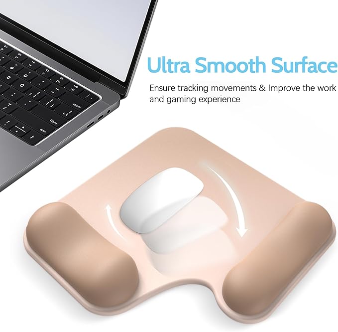 Ergonomic Mouse Pad with Gel Wrist Rest (1"& 1.2" Dual Height) - Mouse Pads Compact Mousepad Desk Mat Office, Gaming & Carpal Tunnel Relief | Non-Slip Rubber Base| Light Coffee Color