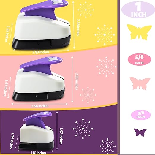 Butterfly Punch Set, 3/8 Inch, 5/8 Inch, 1 Inch Butterfly Hole Puncher Set for Scrapbooking, Butterflies Shaped Hole Punches for Paper Crafts, Weddings, Cardstock, Gift Wrapping, Greeting Cards