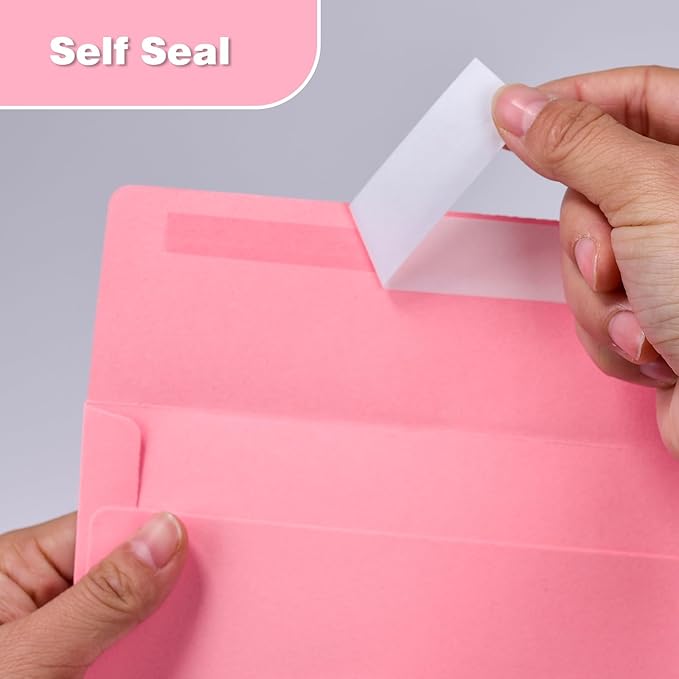 Pink A9 Blank Invitation Envelopes 50 Pack, 5-3/4 x 8-3/4 Inches Self Seal Envelopes - Ideal for Weddings, Business, RSVPs & Greeting Cards (Durable Finish)