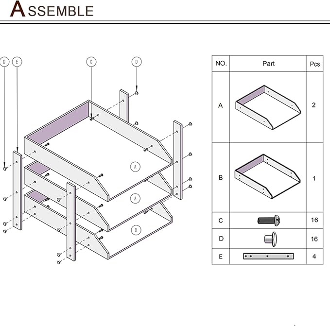 KINGFOM Letter Tray, Leather Paper Organizer Tray, Wooden Desk File Holder, Desktop File, Stackable Magazine Holder, Mail Sorter, Great for Home or Office - 3 Level Black