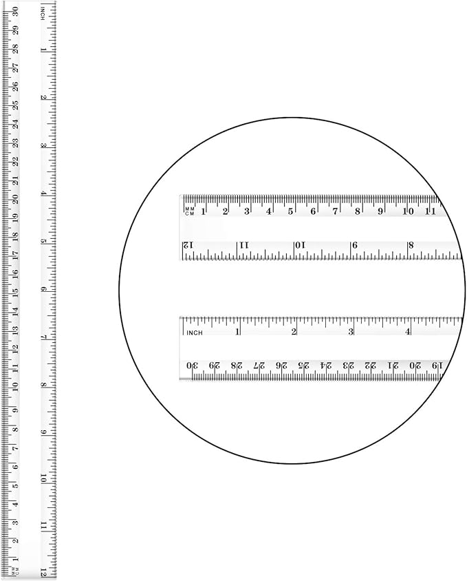 Chuangdi 20 Pieces 12 Inch Rulers Bulk Plastic Colorful Rulers for Kids Student Classroom School Office(Clear Color,Classic)
