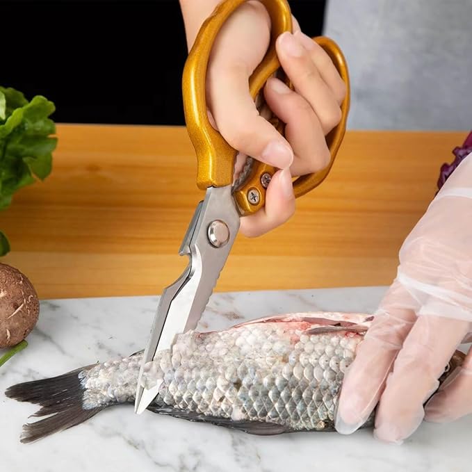 Kitchen Shears,Multi-Function Kitchen Scissors - Stainless Steel Utility Scissors (Gold)