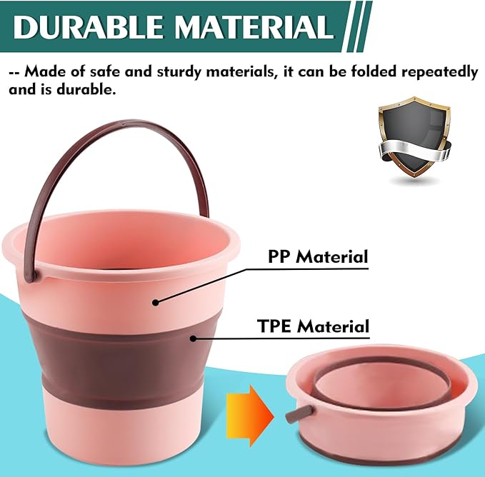 Collapsible Bucket 4.5 Gallon/17L Large Plastic Household Cleaning Mop Buckets Foldable Water Bucket for Car Wash Fishing Camping Beach (Pink-Large)