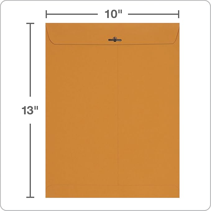Columbian 10 x 13 Clasp Envelopes, Gummed, 28 lb Brown Kraft, for Mailing Flat Letter Size Documents or Photos, Bulk Pack, 30 Per Pack (COLO405)