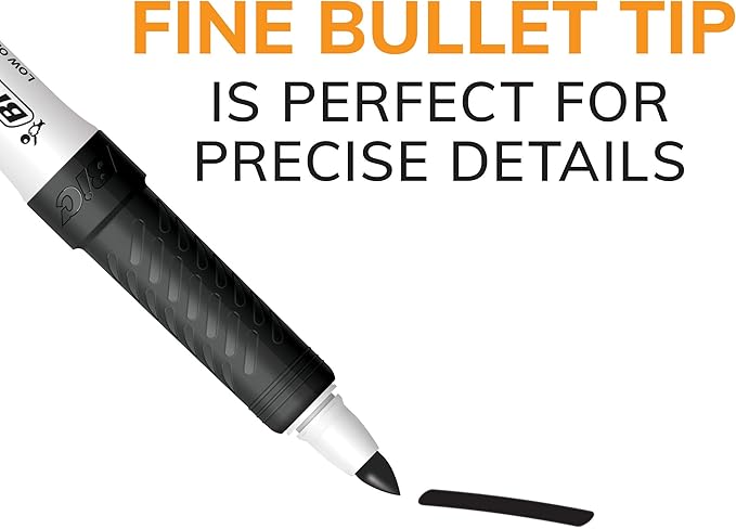 BIC Intensity Red Low Odor Dry Erase Markers, Fine Tip, 12-Count Pack of Erasable Markers With Low-Odor Ink for a Pleasant Writing Experience