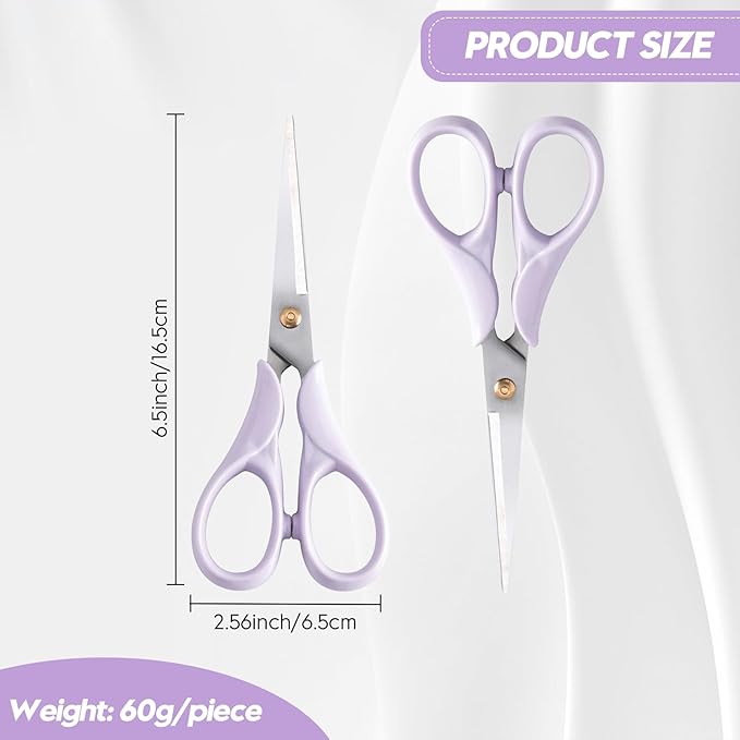 Honagu Professional Scissors - Stainless Steel Precision Blades, Non-Slip Ergonomic Handles for Crafting, Office, Fabric & DIY Projects (Purple)