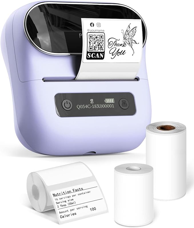 Phomemo Label Maker, Bluetooth Thermal Printer for Barcode, Address, Home, Mailing, Small Business,Clothing, Portable Label Maker Machine with 3 Label