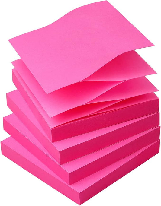 Sticky Notes 3x3 Pop Up Self-Stick Notes Pads with Bright Colors, Easy to Post for Office, School, Home, 4 Pads/Pack, 90 Sheets/Pad (Rose Red)