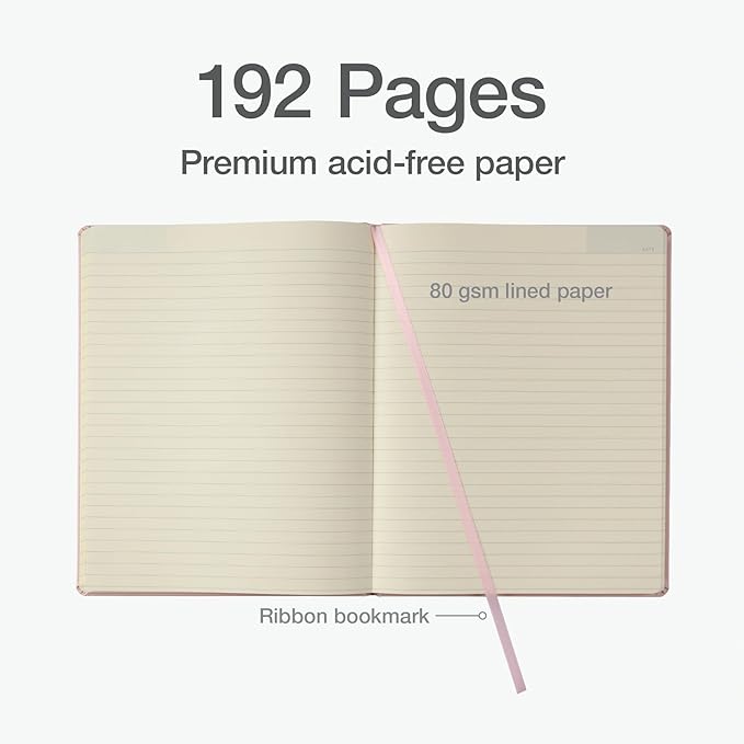 Oxford Journal, Lined Writing Notebook, Writer's Journal, Classic Notebook for School or Office, 192 Pages, 7.5" x 9.5", Hardcover, Blush (75503)