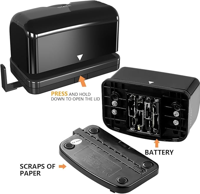 Electric 2 Hole Punch,VEYETTE Black Hole Punch,Punches Up to of 12-15 Sheets Paper, AC or Battery