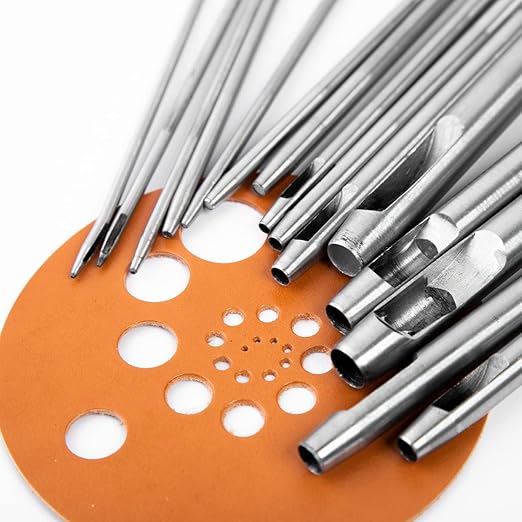 WUTA 10Pcs Leather Punch Set 0.5mm to 5mm Hole Punching Tools for Leather, Watch Bands, Fabric, Plastic, Gaskets DIY Crafting Kit