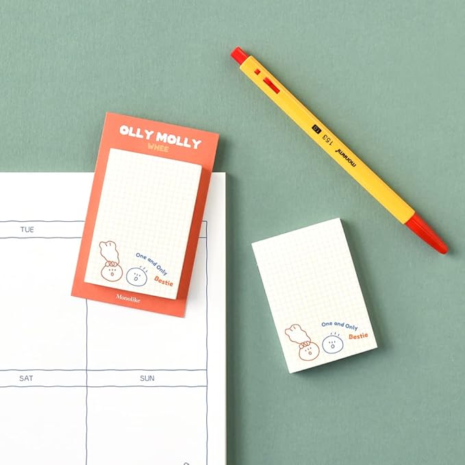 Monolike Grid Olly Molly, Drawing Sticky-it - 6p Set Self-Adhesive Memo Pad 50 Sheets