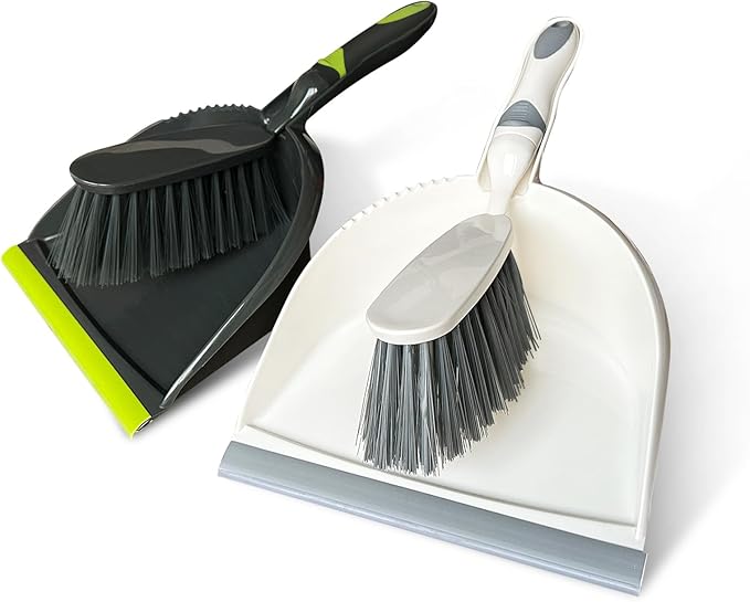 Dust pan Broom, Dust pan and Brush Set 2 Pack, Broom Sets Small, Mini Brush and Dustpan Set, Compact Hand Broom and Dustpan Set for Kitchen, Desktop, Sofa, Animal Cage