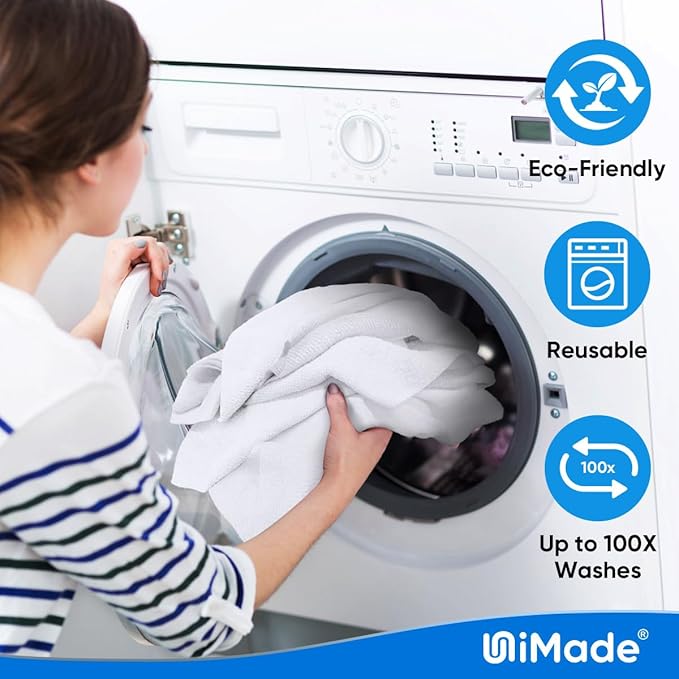 UNIMADE Microfiber Cleaning Cloth, 10 Pack Reusable Microfiber Towels for Cars Lint Free Cleaning Shop Towel Rags for Home Kitchen Automotive Bar Mechanic Restaurant Garage, 11.5"x 11.5", White