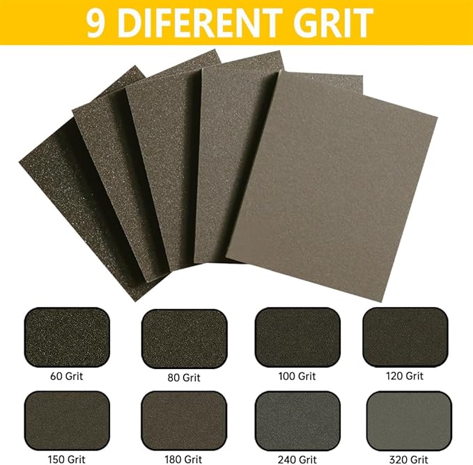 16PCS 100 Grits Sanding Sponge Medium Sanding Block, Washable and Reusable Wet Dry Sandpaper Sponge， Sander Sponges for Wood Drywall Metal Wood