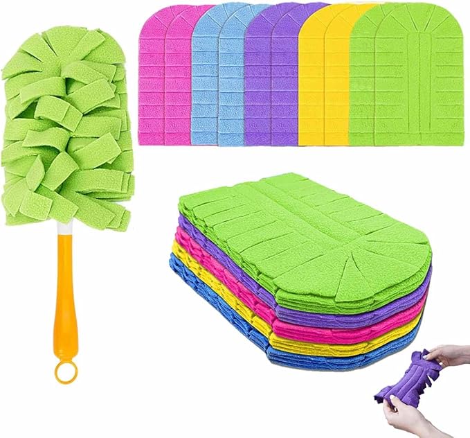 360°Electrostatic Duster Refills — The Sustainable Choice for a Dust-Free Home, Reusable & Washable Microfiber Duster Heads with Strong Electrostatic Adsorption,for Home (1 Handle + 10 Refills)