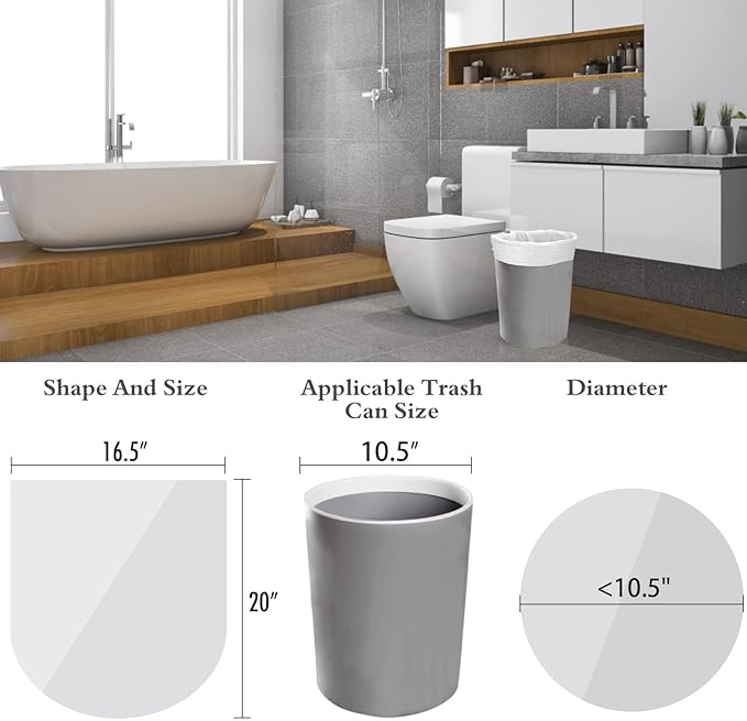Charmount Small Trash Can Liners, Garbage Bags for Bathroom, Kitchen, Office, Bedroom, 2.6 Gallon, Unscented,105 Counts (White) …