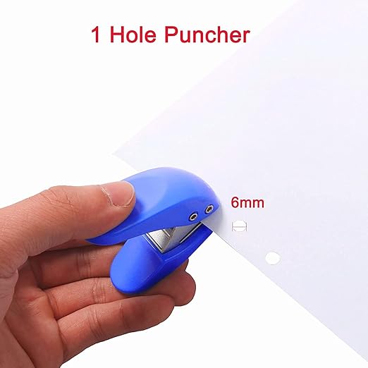Mini Hole Punch, 10 Sheet Punch Capacity, Single Ring Cute Handheld Hole Punch (1 Blue)