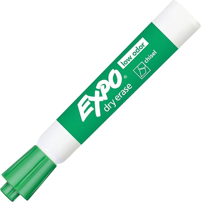 EXPO Low Odor Dry Erase Markers Chisel Tip Green 12 Count (Pack of 12)