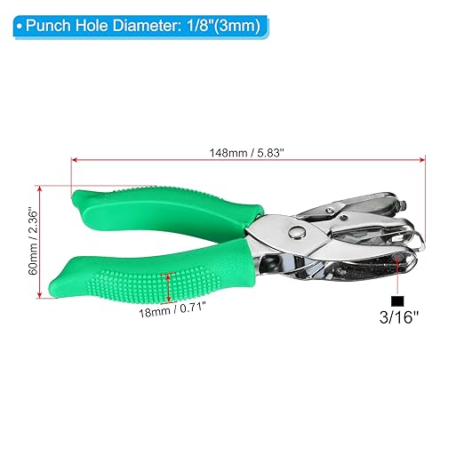 PATIKIL 0.2" Square Single Hole Punch, Handheld Hole Puncher with Grip Metal Paper Puncher for DIY Craft Scrapbook Ticket Card, Green
